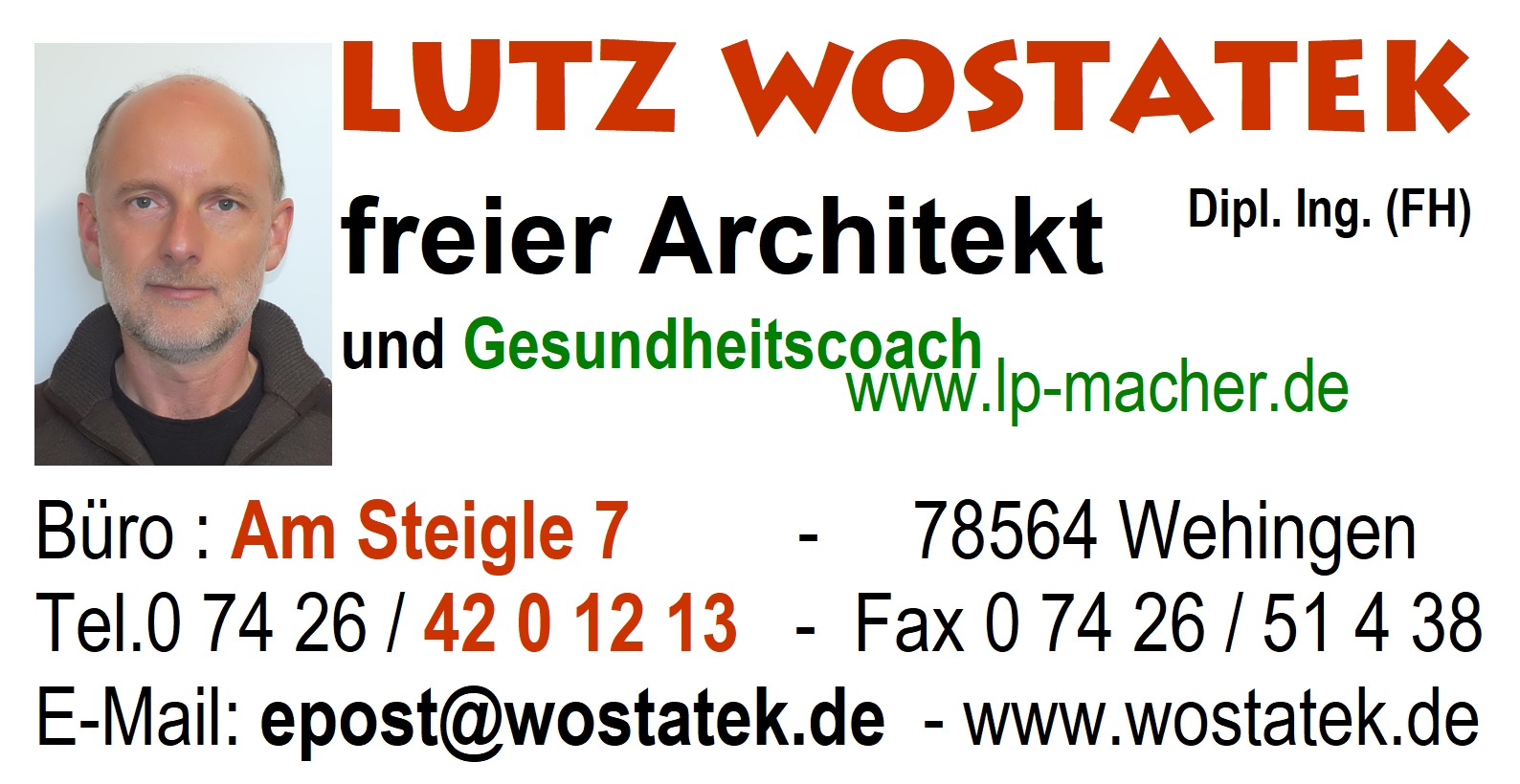 Architekt und Gesundheitscoach Visitenkarte