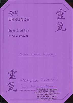 Urkunde zum 1. Grad
