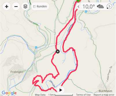 Tourkarte aus Garmin Forerunner Uhr
